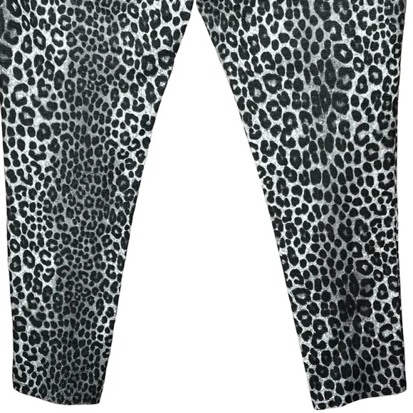 MICHAEL Michael Kors Black Leopard Print Leggings With Faux Fly XL EUC - Picture 9 of 16